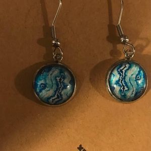 Blue handmade dangle earrings ocean waves